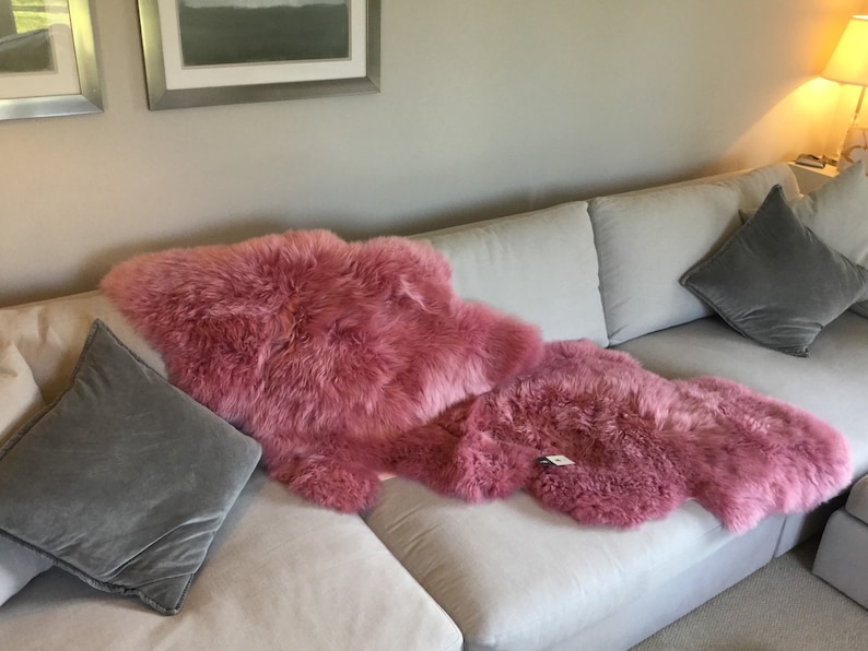 XXL Pink Sheepskin Rug Throw Genuine Double Sized Etsy
