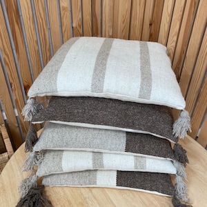 Brown , natural stripe  scatter cushion, neutral brown cushion, stripe  cushions, scatter cushionsl