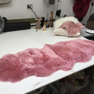 Bubblegum candy Pink Sheepskin Rug , Double length, genuine Luxury super thick soft Sheepskin Throw image 4