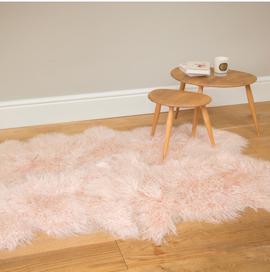 Large Tibetan Sheepskin Rug Baby Pink Sheepskin Blush Pink Etsy