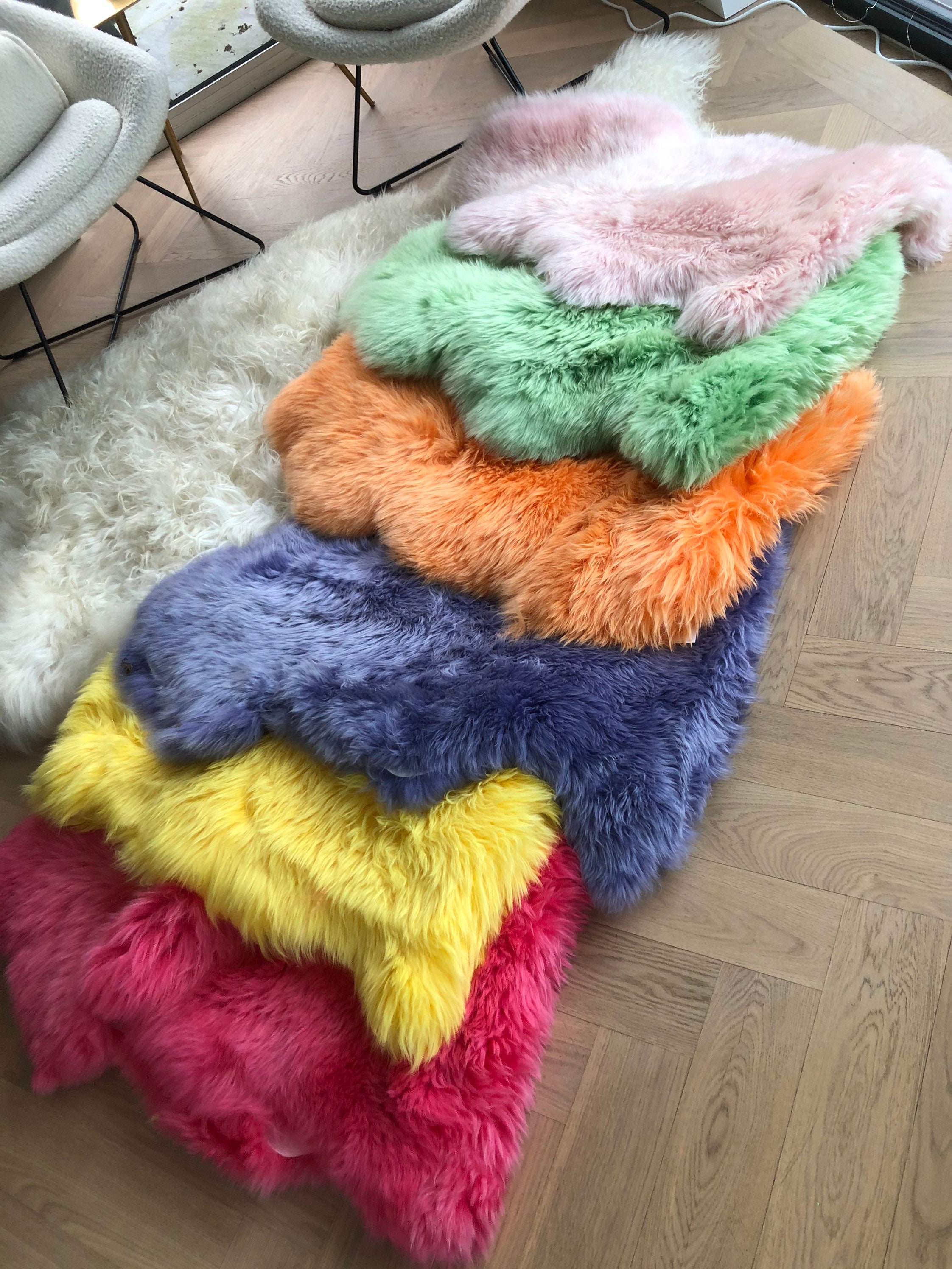 Bright yellow sheepskin rug yellow sheepskin yellow rug XL Etsy