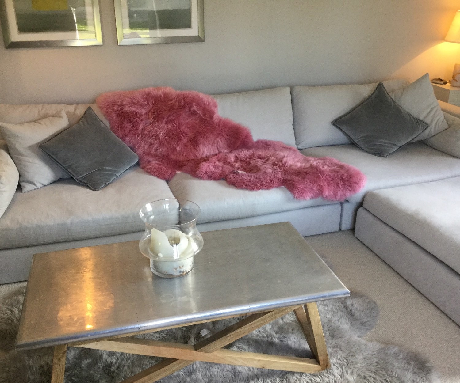 XXL Pink Sheepskin Rug Throw Genuine Double Sized Etsy