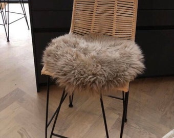 Taupe luxe sheepskin seat pad , taupe seat pad , sheepskin seat pad , light brown seat pad , neutral sheepskin seat pad , fluffy seat pad ,