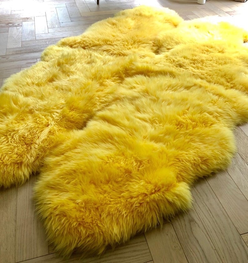 Yellow Sheepskin Rug. Yellow XXL Sheepskin Rug Yellow Etsy