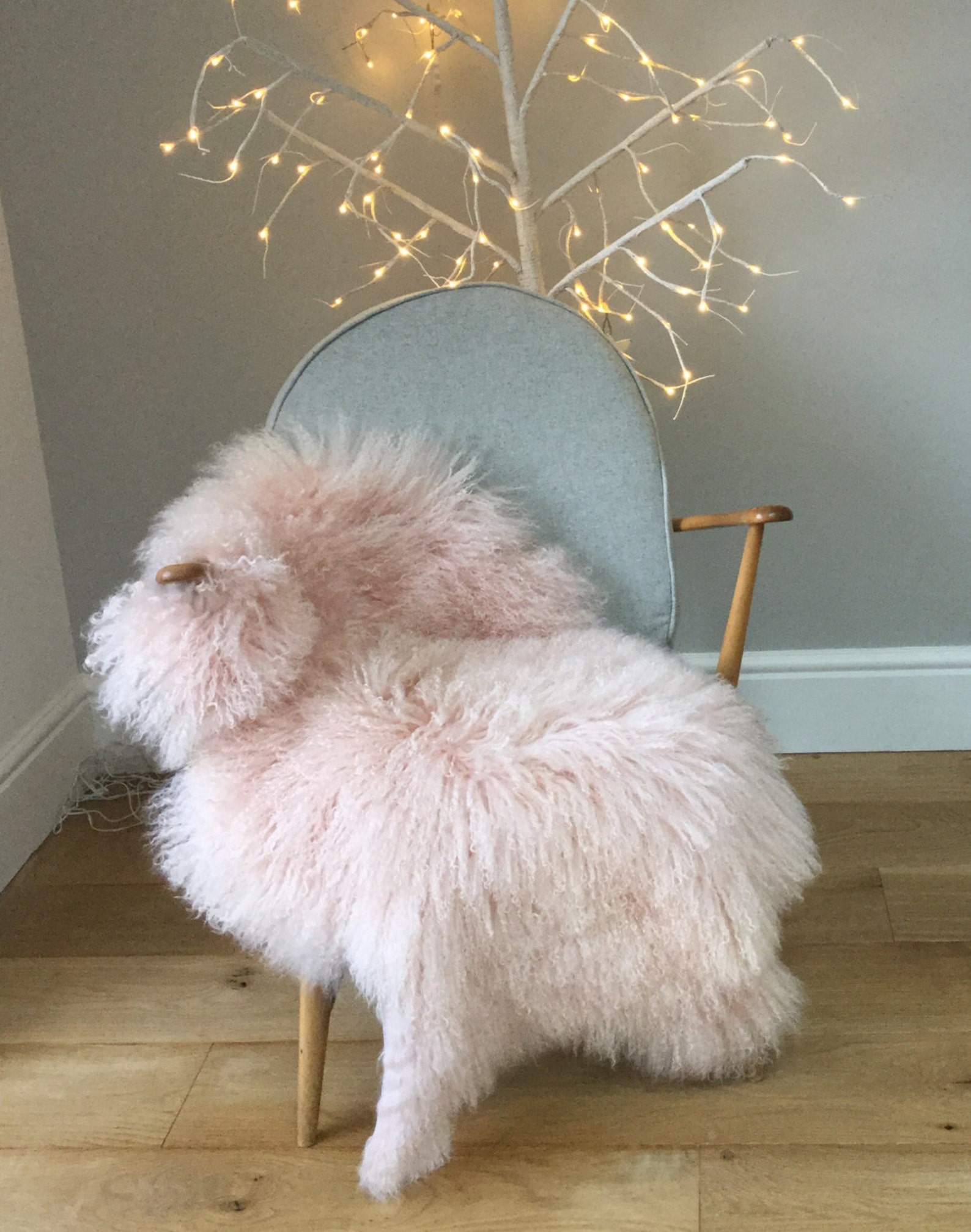 Pale Pink Sheepskin Rug Throw L Tibetan Mongolian Etsy UK