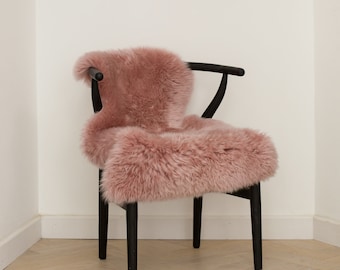 Gorgeous Dusky Pink genuine Sheepskin rug, single size, interior throw, office chair cover, natural wool, office chair cover, home office,