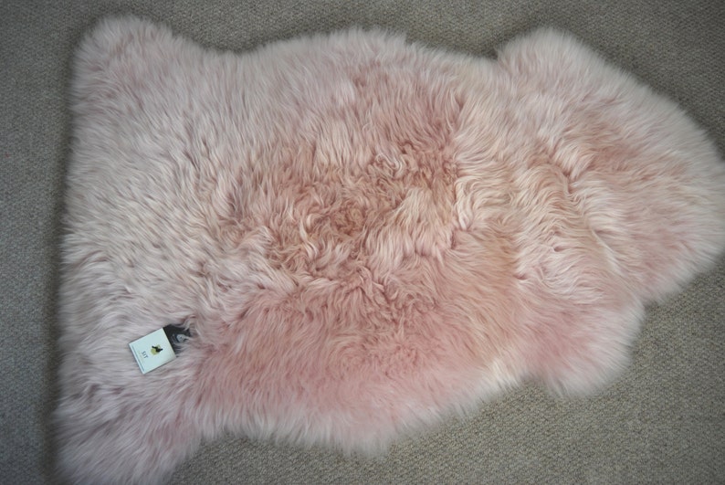 Baby Pink Sheepskin rug pale pink and super fluffy absolutely gorgeous baby nursery bedroom image 3