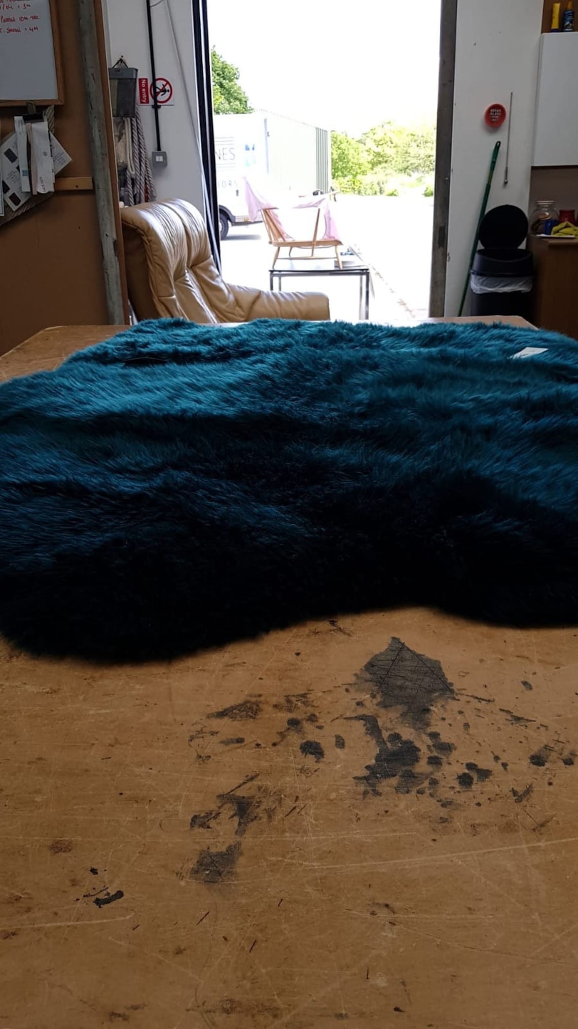 Genuine sheepskin rug teal colour . Triple side by Etsy