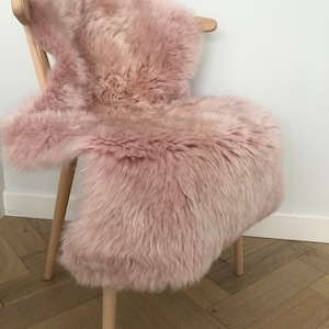 pink sheepskin rug throw, chair cover, luxury genuine fur, home office, home decor, nursery interior, working from home, desk chair