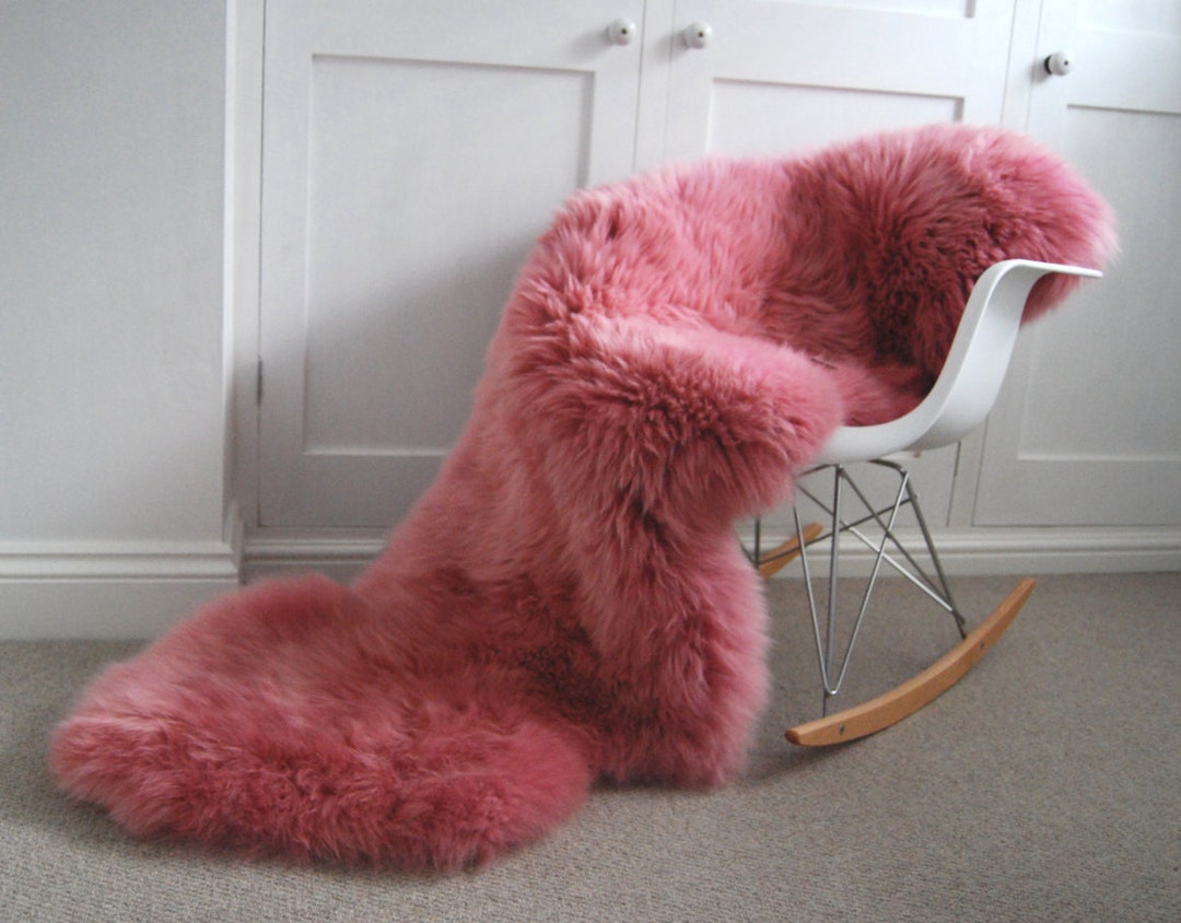 XXL Pink Sheepskin Rug Throw Genuine Double Sized Luxury
