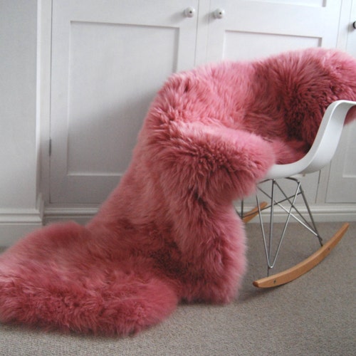 Dusky Pink Genuine Sheepskin Rug Throw Beautiful RARE Hygge Etsy