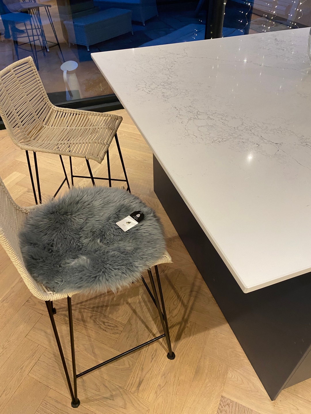 Grey Sheepskin Seat Pad , Genuine Sheepskin Seat Pad , Chair Cover