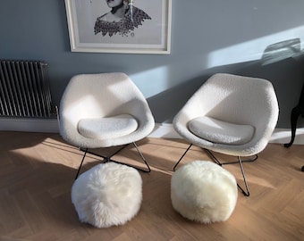 Irresistible ivory sheepskin pouffe , white sheepskin pouffe, ivory sheepskin pouffe, fluffy footstool, furry pouffe, footstool, pouffe,