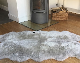 HUGE! Silver Grey Quad Sheepskin Rug Luxury Giant Gray sheepskin rug nordic Decor, carpet, throw