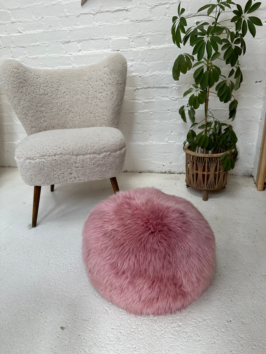 Faux Fur Light Pink Chair Cushions Pink Faux Fur Stool Cover Pink