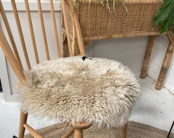 Oyster sheepskin seat pad , genuine sheepskin , oyster colour sheepskin, soft neutral oyster , oyster fluffy seat pad ,