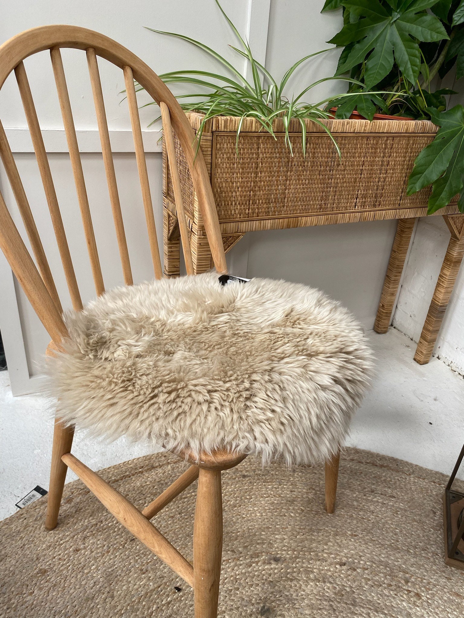 Oyster sheepskin seat pad , genuine sheepskin , oyster colour sheepskin, soft neutral oyster , oyster fluffy seat pad ,