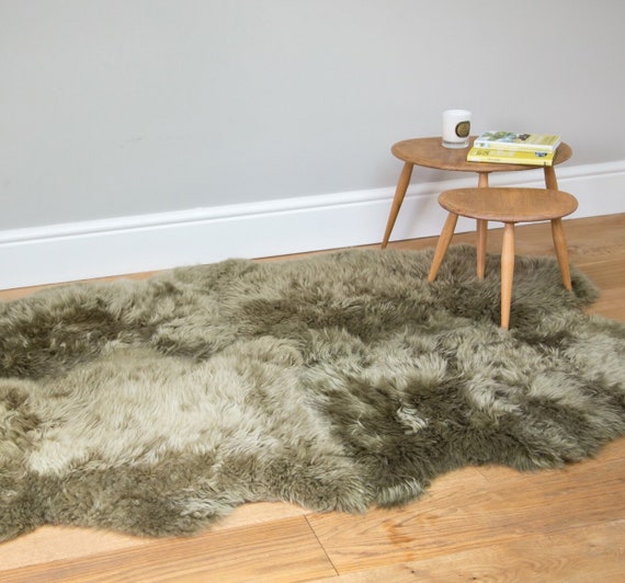 Sheepskin Rug Large Olive Green Mat