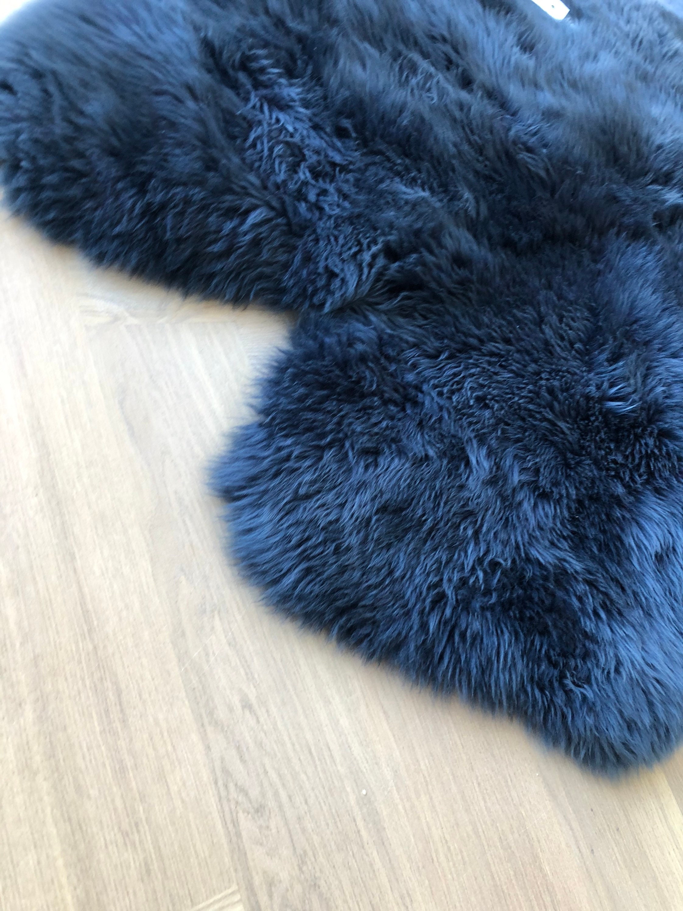 Blue Skin Rug Navy Blue Sheepskin Rug , Dark Blue, Navy Rug, Navy Blue Large Rug ...