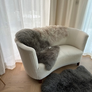 Grey Sheepskin Rug, Superior soft thick pelt,  Australian Luxury Sheepskin, Hygge, fur rug, interior decor, grey rug