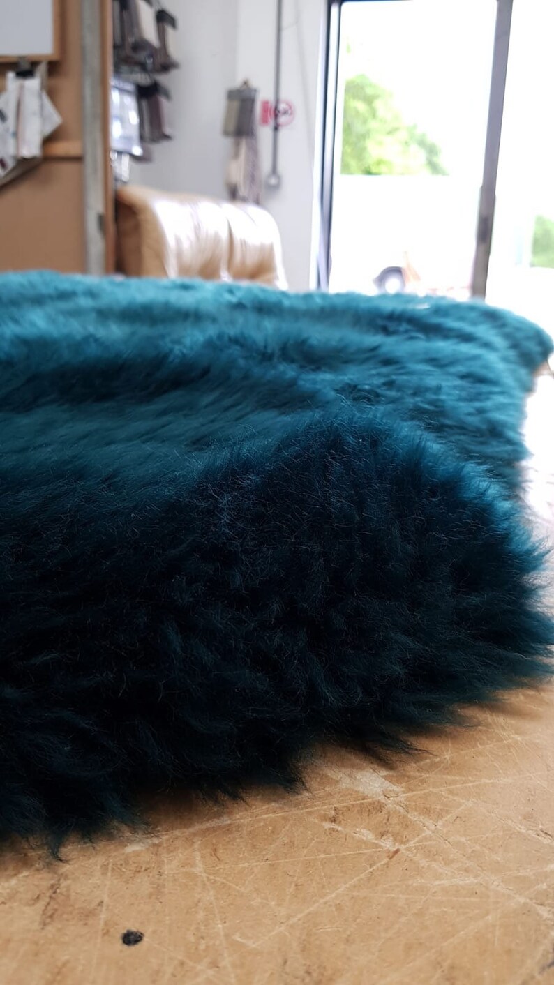bed throw Triple side by side teal rug blue green sheepskin gorgeous teal colour Genuine sheepskin rug fur Chair cover mat