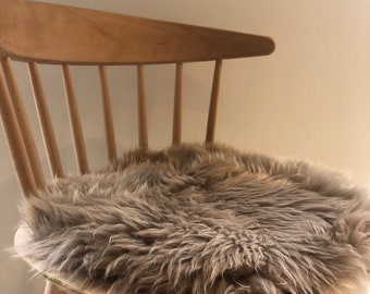 Taupe sheepskin seat pad , luxury sheepskin cushion, seat pad, genuine sheepskin chair cushion, office chair , home office