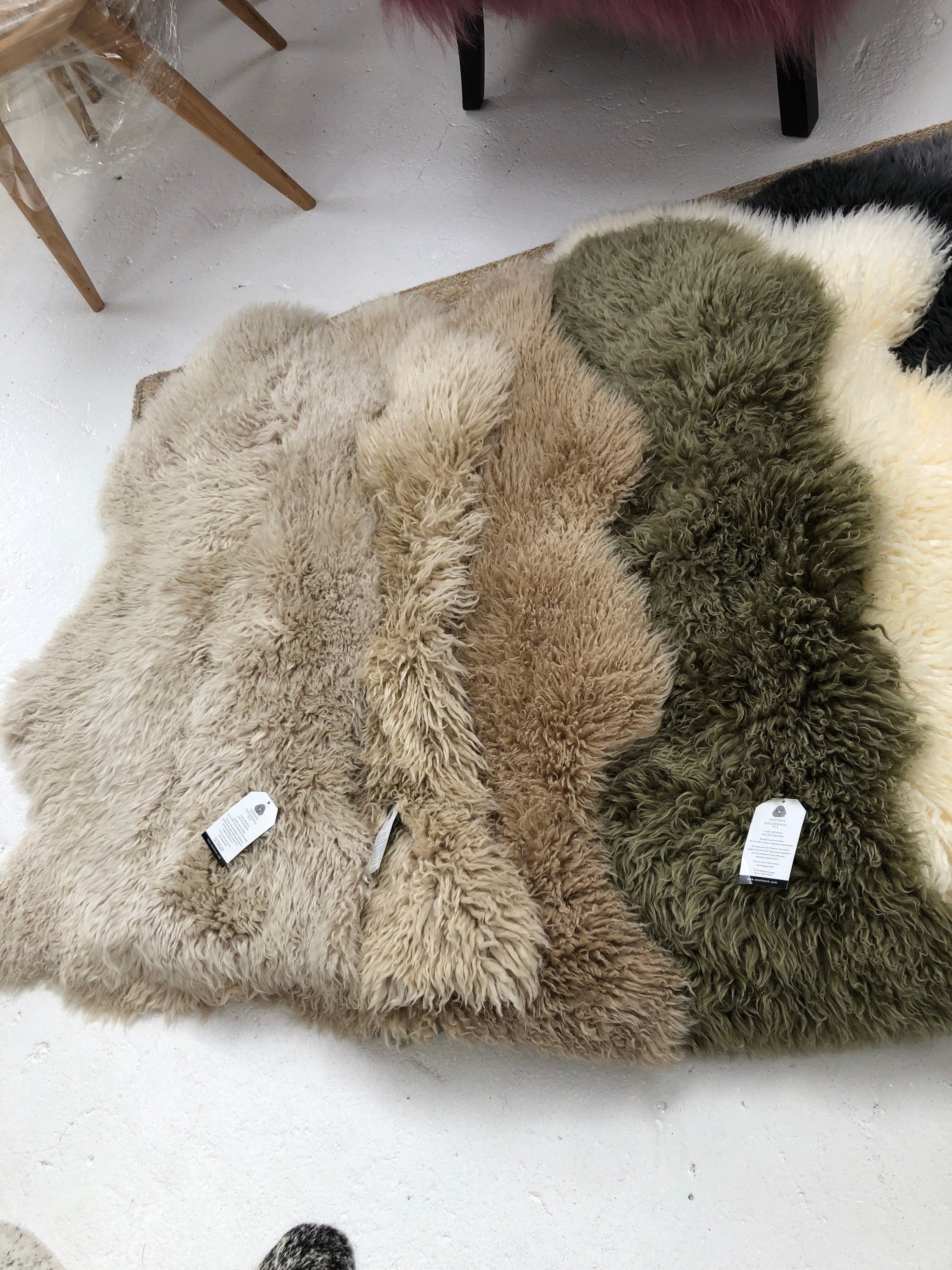 Curly Sheepskin Wool Rug, Genuine Shaggy Sheepskin, Muted Tones ...