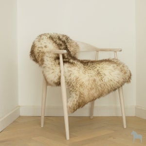Ivory with brown tip Sheepskin Rug, Superior soft thick pelt,  Australian Luxury Sheepskin, Hygge, fur rug, interior decor