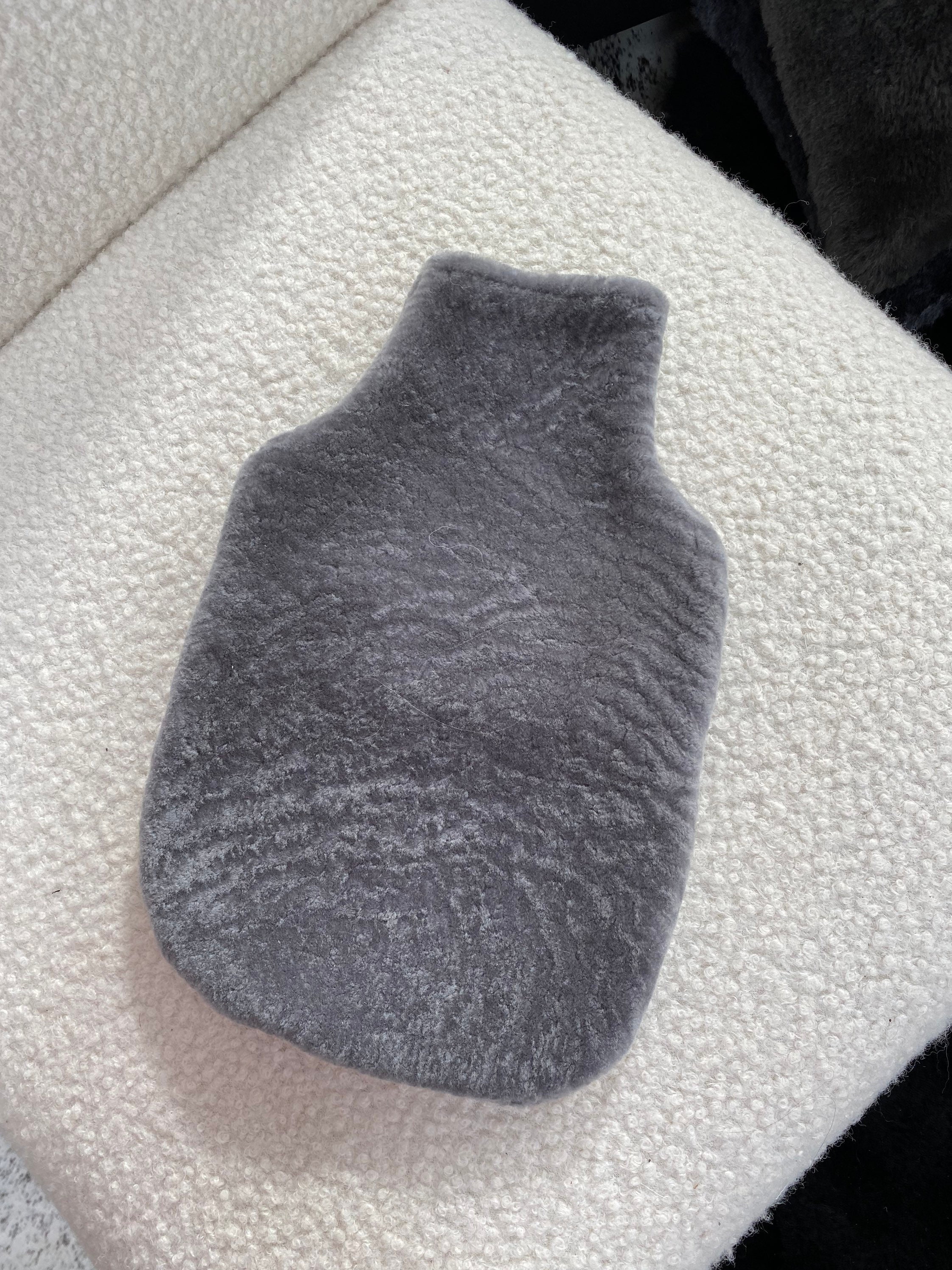 Gorgeous grey sheepskin hot water bottle cover 'Hottie', Christmas gift, luxury fur, hygge, hot water bottle cover, soft snuggly fur