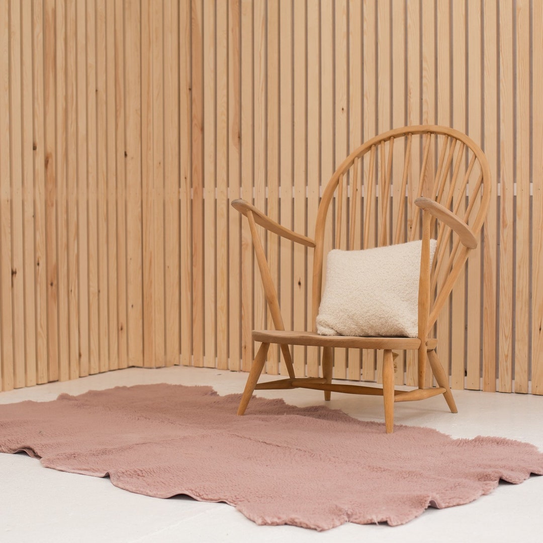 Dusky Pink XL Quad Shearling Sheepskin. Large Pink Sheepskin Rug, Pink ...