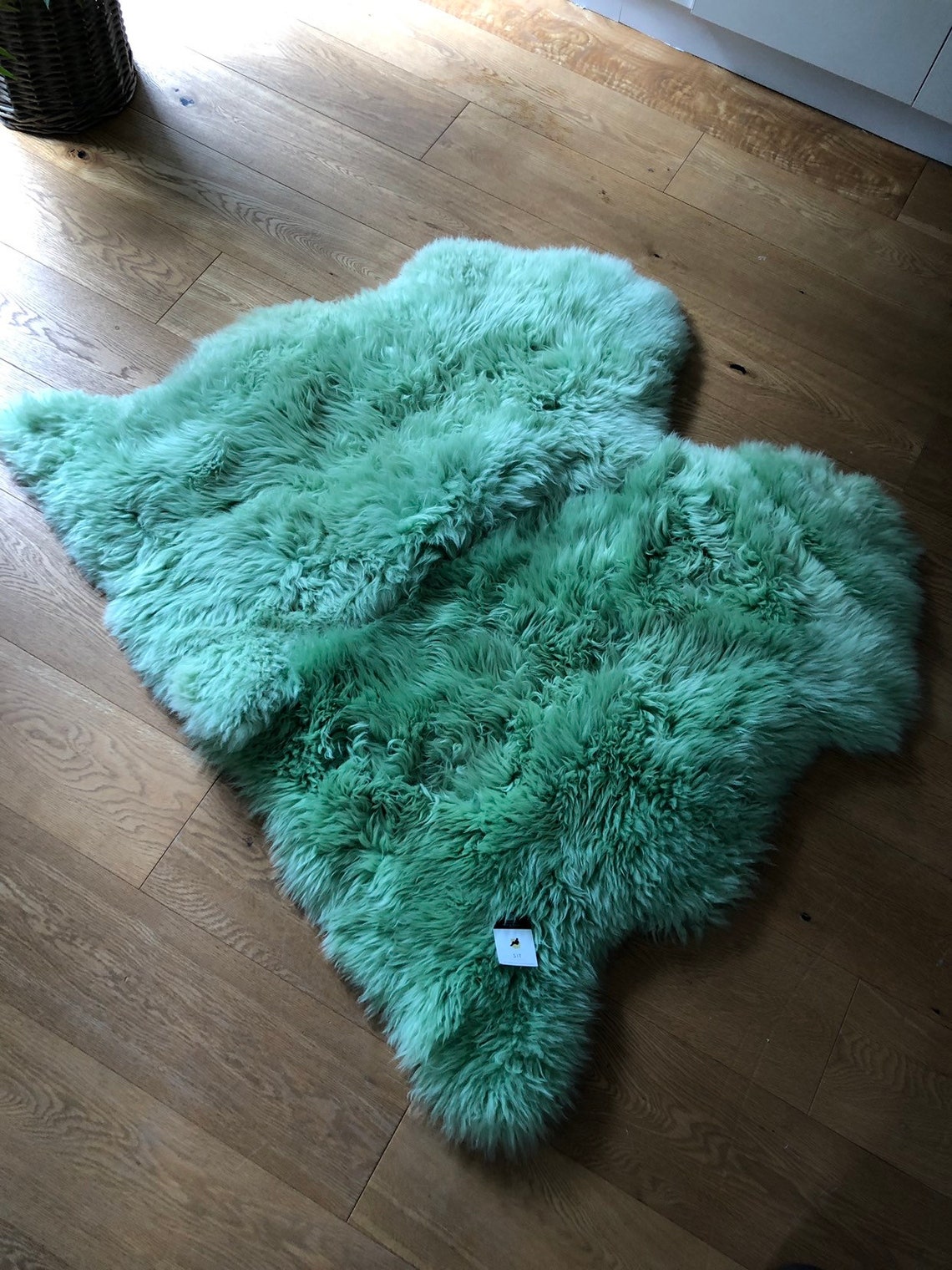 Green sheepskin rug extra long sheepskin rug double Etsy