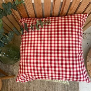 Rotes Vichy-Karo-Zierkissen, Sommerkissen, Gartenkissen, Zierkissen, Sommerkissen, Vichy-Karokissen