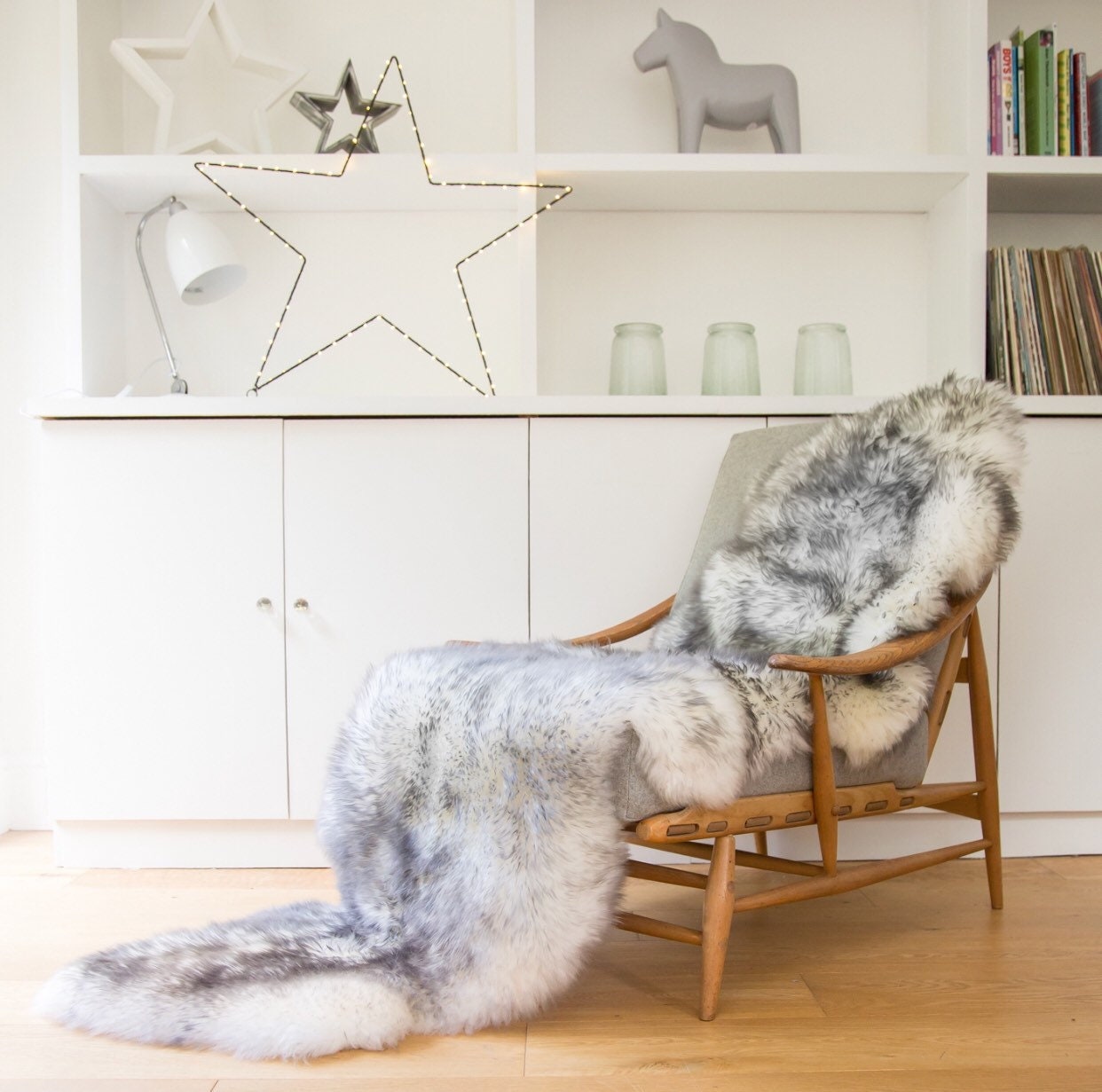 Sheepskin rug ivory grey tip sheepskin grey white Etsy