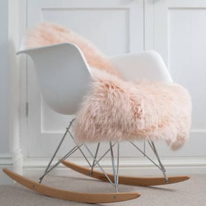 Pink sheepskin, blush pink throw, pale pink, Australian super soft palest pink sheepskin. Hygge, chair cover, bed cover, fur , girls room