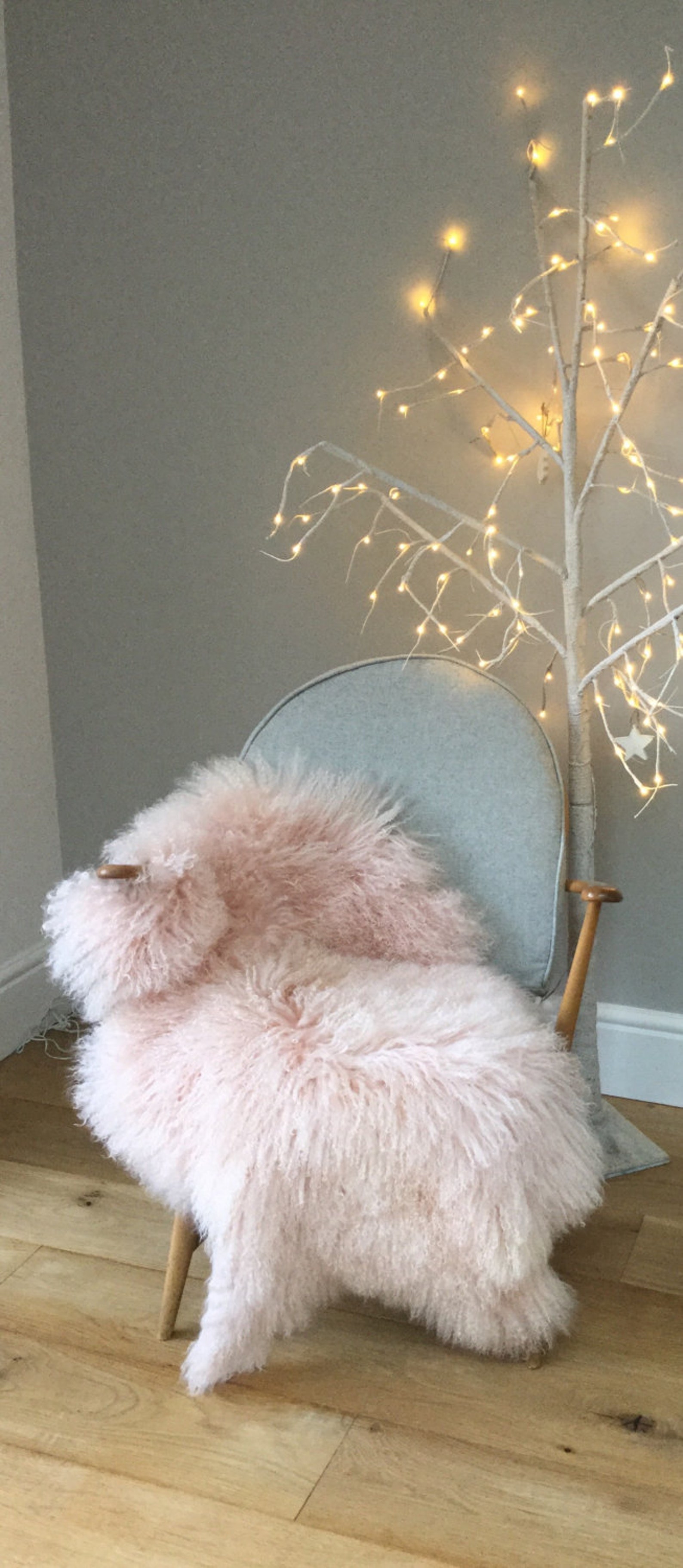 Pale Pink Sheepskin Rug Throw L Tibetan Mongolian Etsy UK