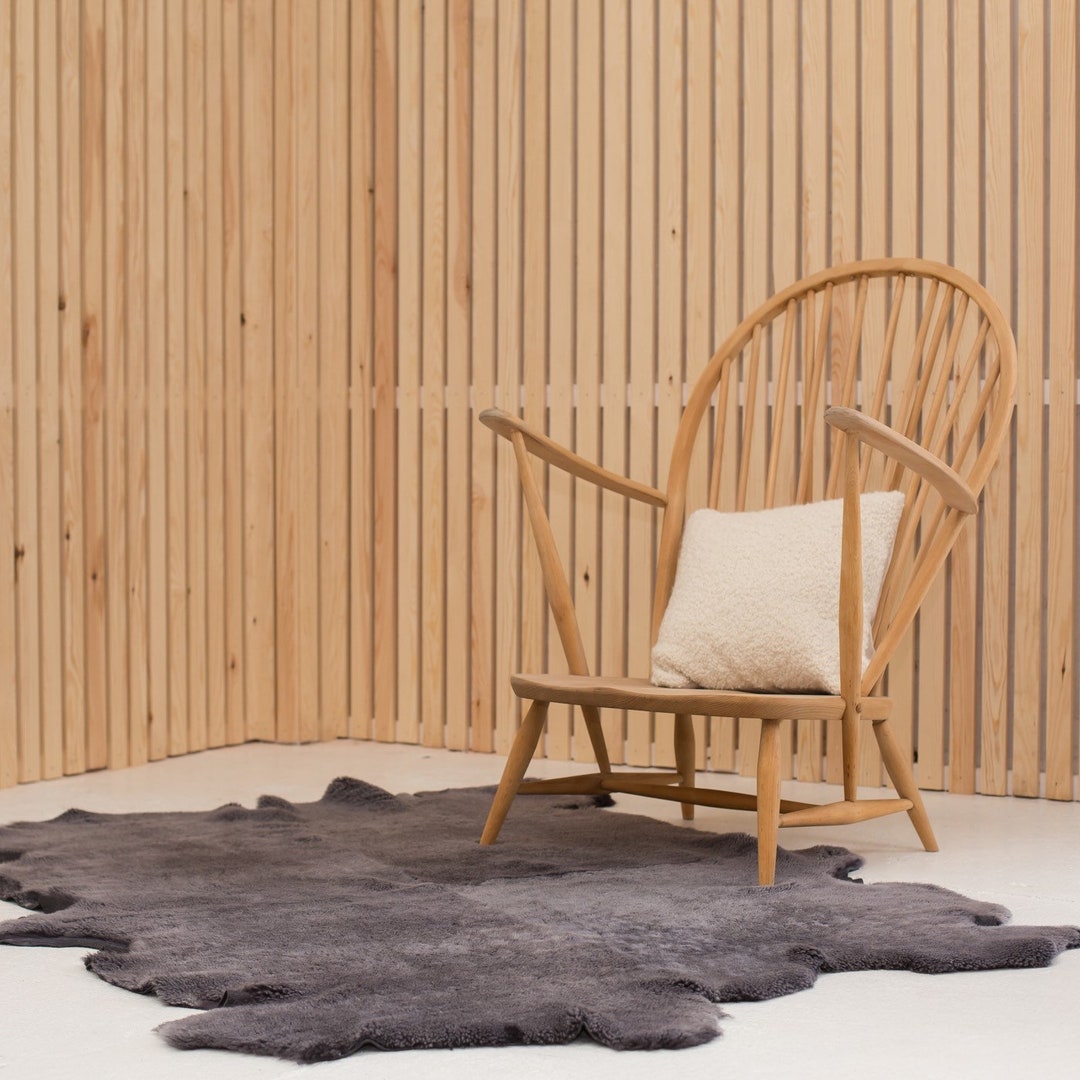 Charcoal Grey Xxl Sheepskin Rug or Throw. Dark Grey Short Wool ...