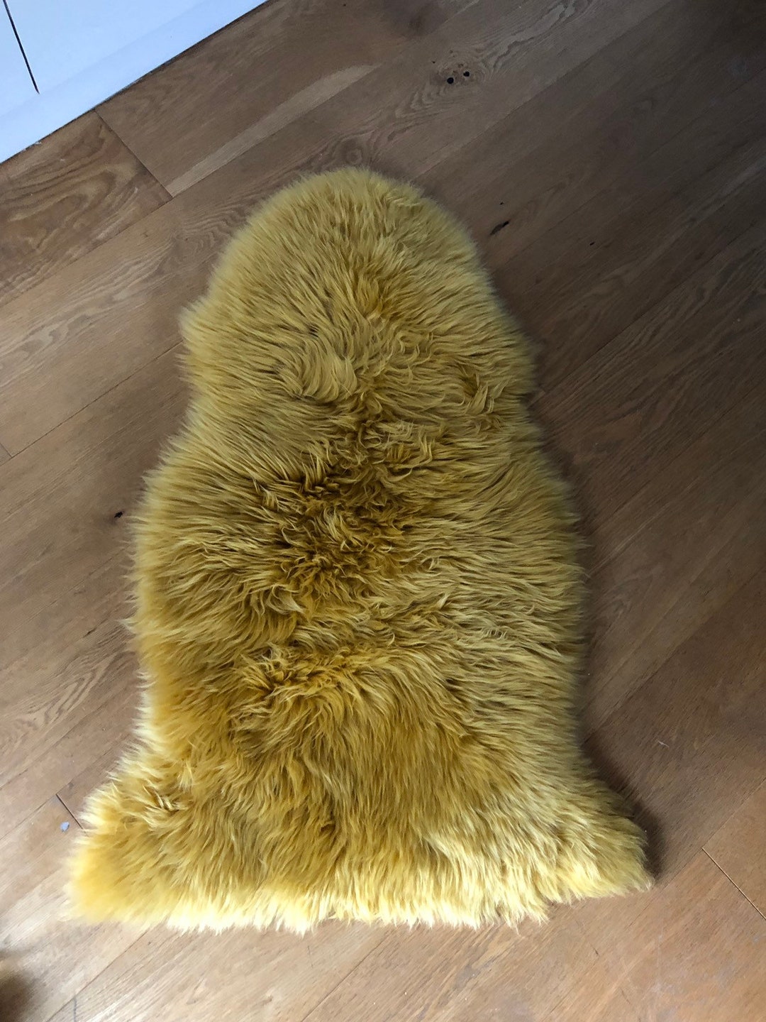 Mustard Yellow Genuine Sheepskin Rug , Ochre Large Rug, Sheepskin, Fur