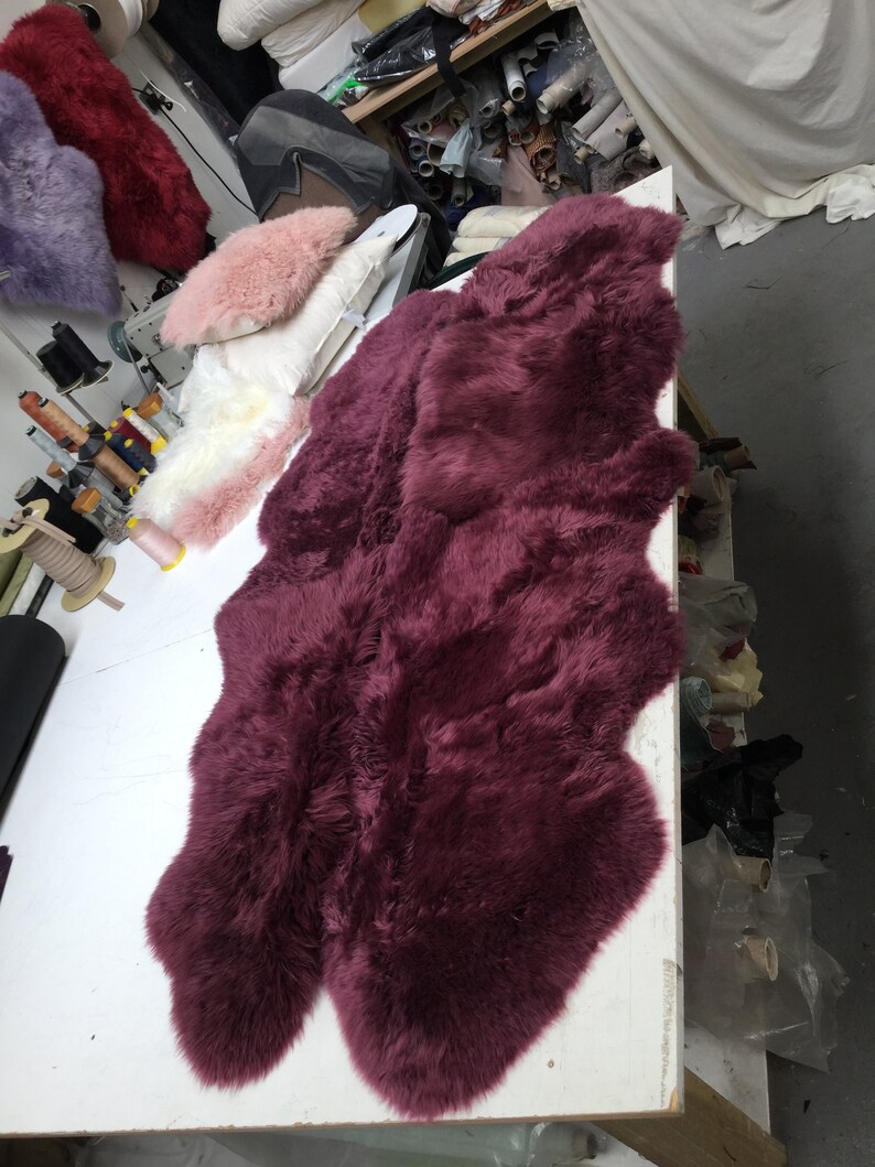 Plum Purple Sheepskin Throw Rug Mid Purple Burgundy Beautiful Etsy UK