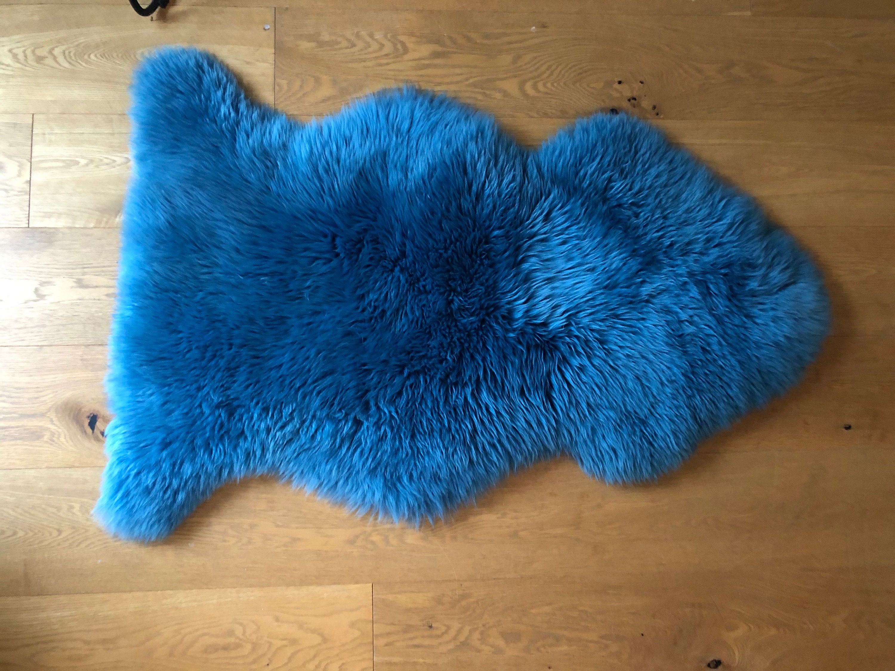 Blue Sheepskin Rug Sea Bluegreen Rug Blue Fur Rug Bed Etsy UK