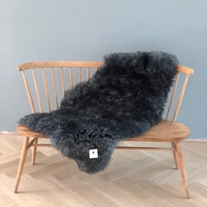 Luxury grey sheepskin rug with dark tips, Superior soft thick pelt,  Luxury Sheepskin, Hygge, fur rug, interior decor, office chair cover