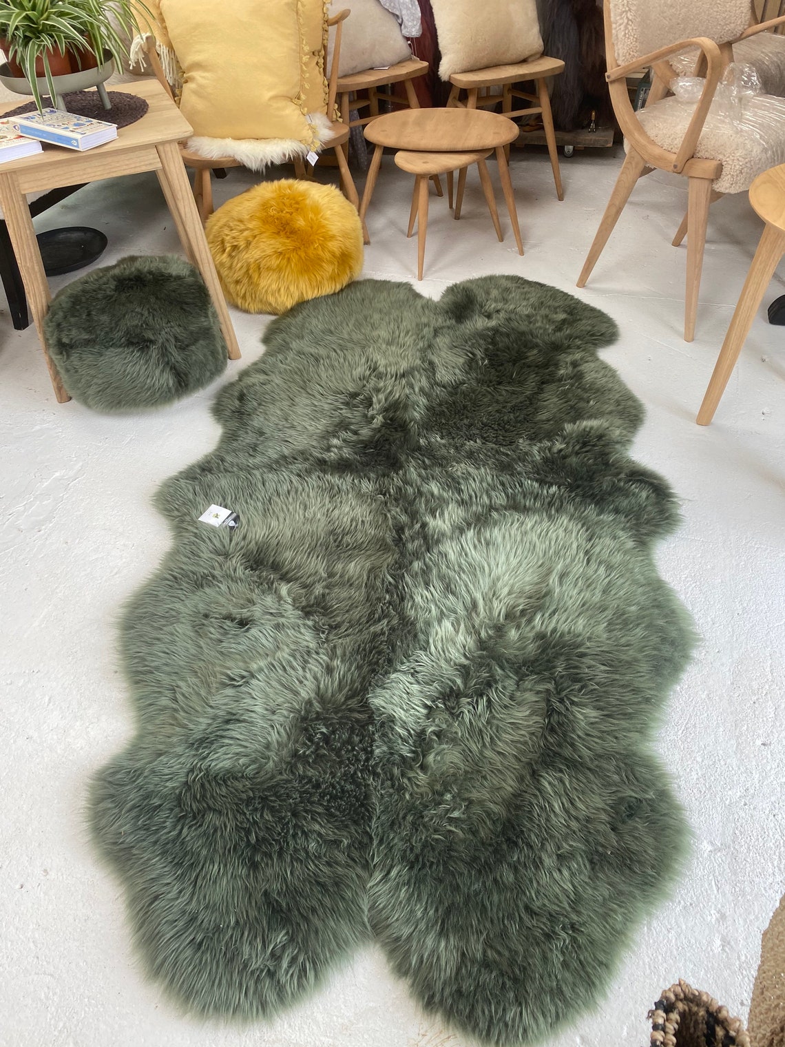 Large Green Sheepskin Rug Green Sheepskin Large Green Rug Etsy