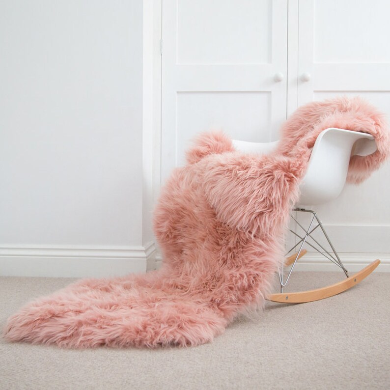 Beautiful Dusky Pink Sheepskin Rug Double Sheepskin Long Etsy