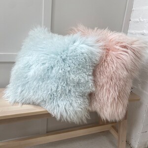 Duck egg blue fluffy cushions hotsell