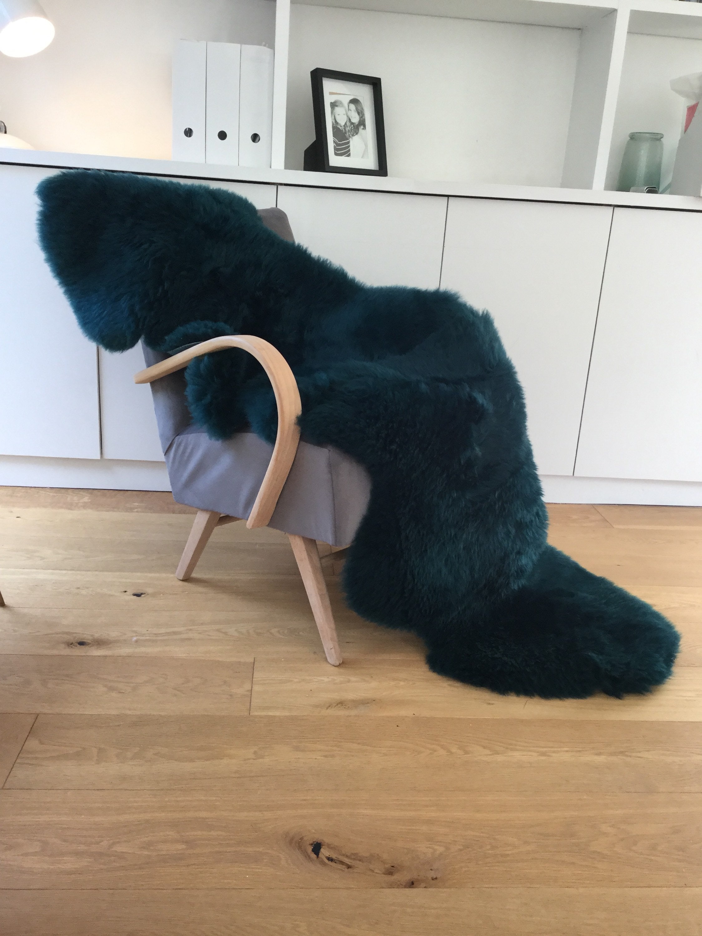 Large Sheepskin rug dark green sheepskin double length Etsy