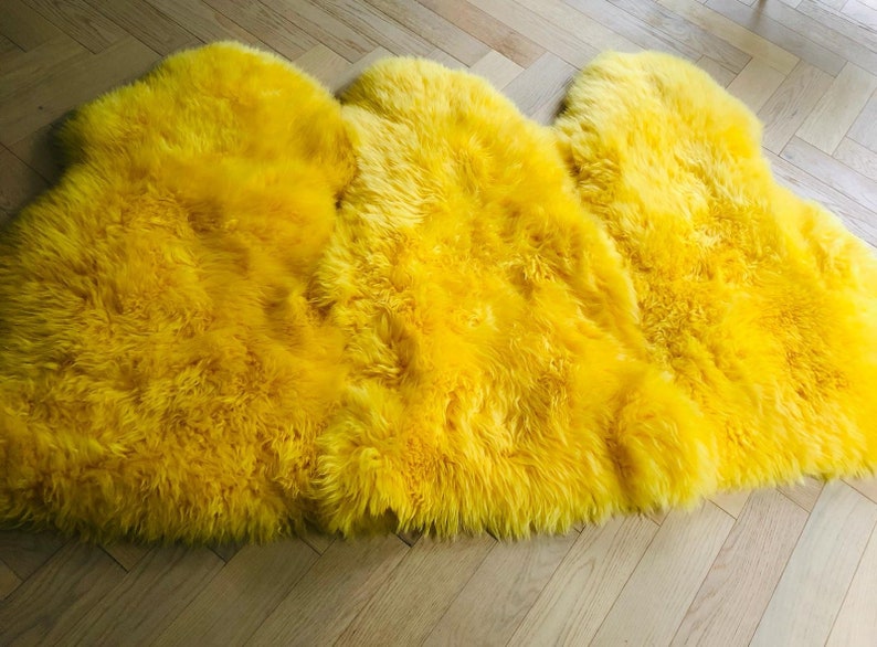 Yellow Sheepskin Rug. Yellow XXL Sheepskin Rug Yellow Etsy