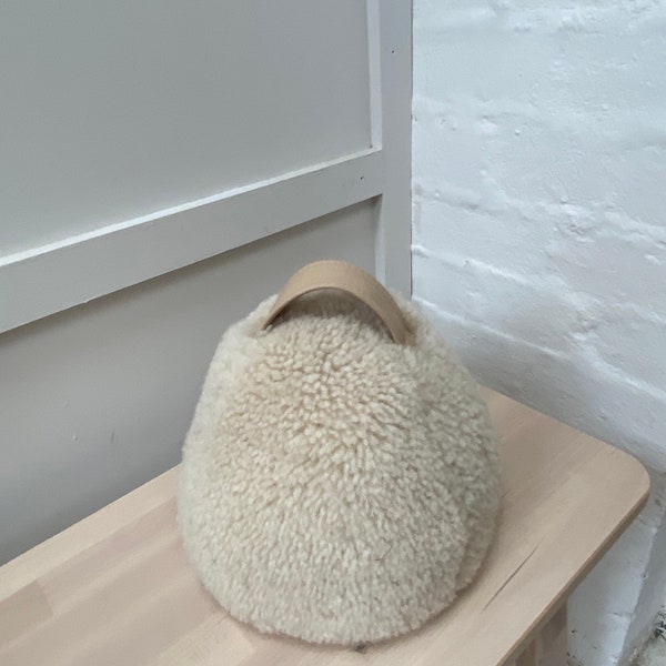 Doorstop , cream shearling sheepskin doorstop , sheepskin doorstop , interior accessories, genuine sheepskin, shearling doorstop , design,