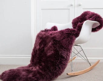 XXL Plum Sheepskin, Purple Luxury Double Sheepskin Throw, genuine  SuperiorFleece