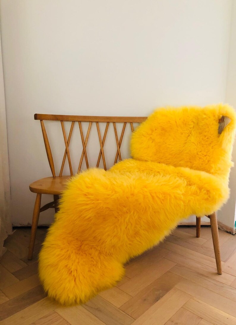Yellow Sheepskin Rug. Yellow XXL Sheepskin Rug Yellow Etsy