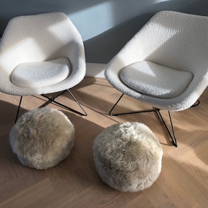 Cream sheepskin pouffe, oyster sheepskin, sheepskin pouffe, sheepskin footstool, genuine sheepskin, furry footstool, fluffy pouffe,