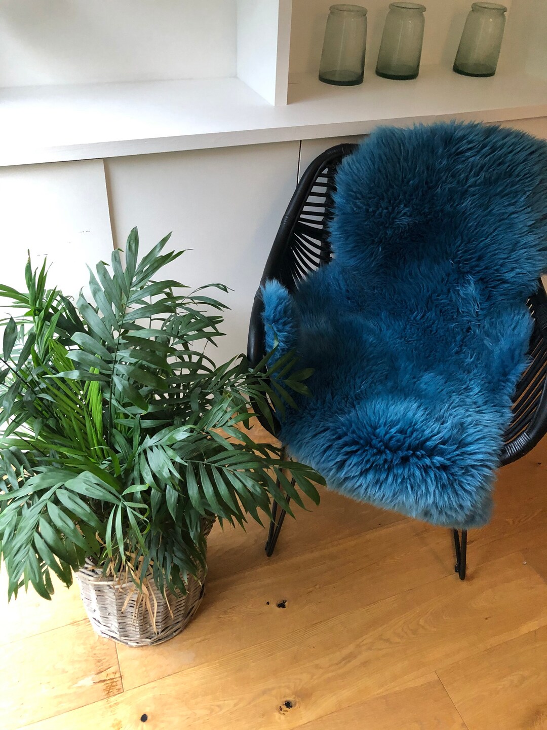 Blue Sheepskin Rug, Sea Bluegreen Rug, Blue Fur Rug, Bed Cover, Chair